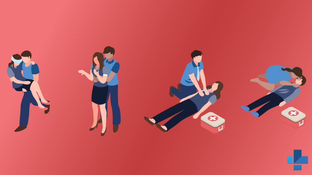 Two persons taking Life saving training